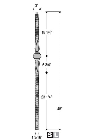 2940 Series NEWL-140 Gothic Iron Newel