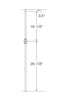 MSP-G60 Single Knuckle Iron Baluster - 5/8 in Square - dimensions