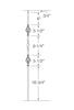 MSP-09 Ribbon/Double Basket Iron Baluster - 1/2 in Square - dimensions