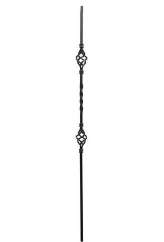 MSP-15 Double Basket 360 Degree Twist Iron Baluster - 1/2 in Square