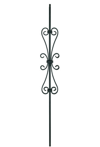 MSP-58 Double Heart Scroll Iron Baluster - 1/2 in Square