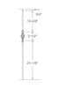 MSP-62 Single Basket with Knuckles Iron Baluster - 1/2 in Square - dimensions