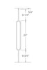 MSP-80 Single Oval Iron Baluster - 1/2 in Square - dimensions