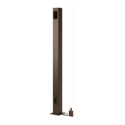 PB5735 2.5"W Bottom Stair Post - With Stair Hole Cover (same post for 36" /42" system) Aluminum Post