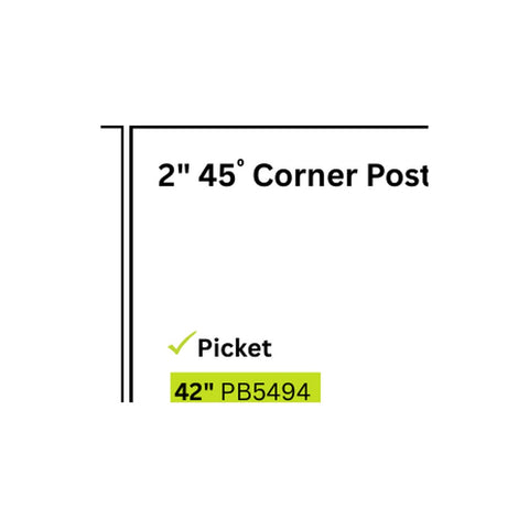 PB5809 2"W x 36"H 45 Deg Corner Post Aluminum Post