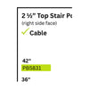 PB5822 2.5" Cable Rail Top Stair Post - Slotted to accept stair rails and 7 pre-drilled & threaded holes (stair face + right side face)