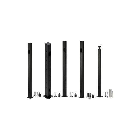 PB5823 2.5" Cable Rail Top Stair Post - Slotted to accept stair rails and 7 pre-drilled & threaded holes (stair face + opposite side face)