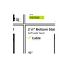 PB5837 2.5" Cable Rail Bottom Stair Post - Slotted to accept stair rails and 7 pre-drilled & threaded holes (stair face + left side face)