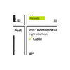 PB5838 2.5" Cable Rail Bottom Stair Post - Slotted to accept stair rails and 7 pre-drilled & threaded holes (stair face + right side face)