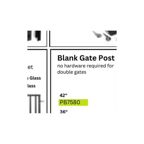 PB6580 36" Blank Gate Post - (For Double Gates) Aluminum Gate