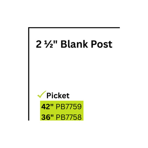 PB7725 2.5"W x 60"H Blank Post Aluminum Post