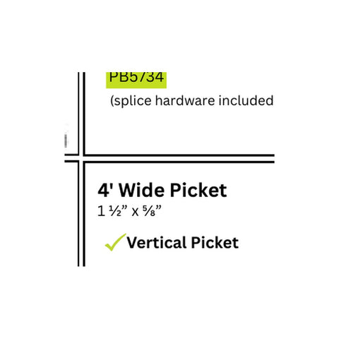 PB7730 42" WIDE 1-1/2"x5/8" Picket Package 4ft