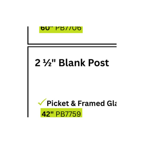 PB7758 2.5"W x 36"H Blank Post Aluminum Post