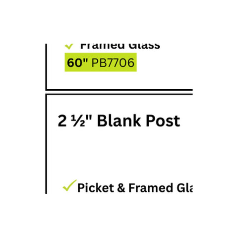 PB7761 4"W x 42"H Blank post with flat post cap Aluminum Post