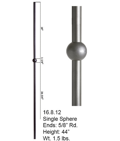 HF 16.8.12 Single Sphere Round Hollow Iron Baluster