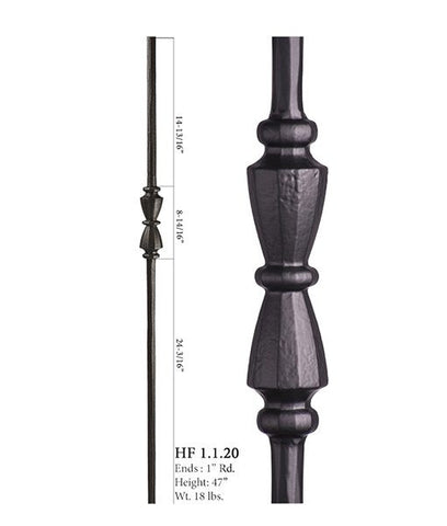 HF 1.1.20 Hourglass Round Forged Iron Newel