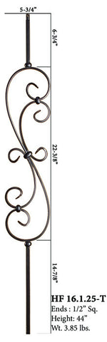 HF 16.1.25-T Large Spiral Scroll Hollow Iron Baluster
