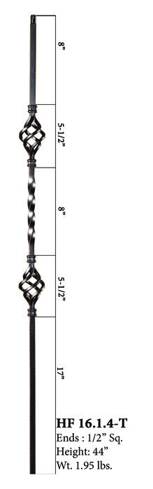 HF 16.1.4-T Double Basket Hollow Iron Baluster