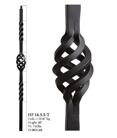 HF 16.5.5-T Single Basket Double Twist Hollow Iron Newel