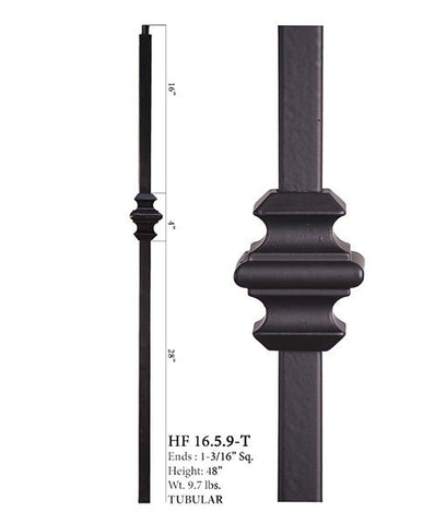 HF 16.5.9-T Single Knuckle Hollow Iron Newel