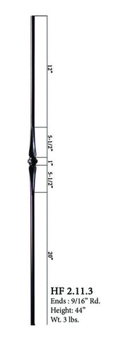 HF 2.11.3 Single Knuckle Round Iron Baluster