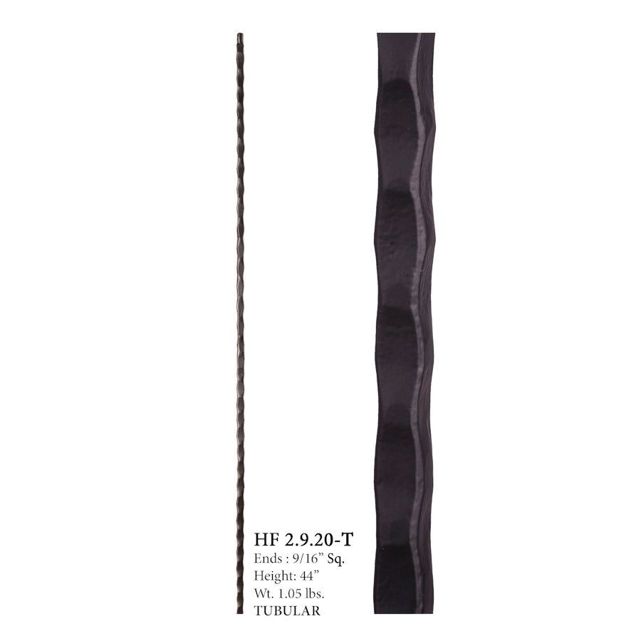 2.9.20-T Plain Square Hammered Hollow Iron Baluster