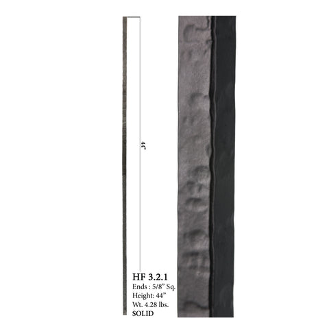 3.2.1 Wentworth Series Plain Square Hammered Iron Baluster