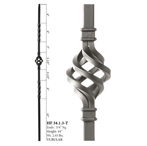 34.1.3-T Mega Series Single Basket Hollow Iron Baluster