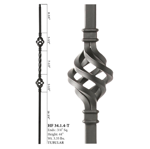 34.1.4-T Mega Series Double Basket Hollow Iron Baluster