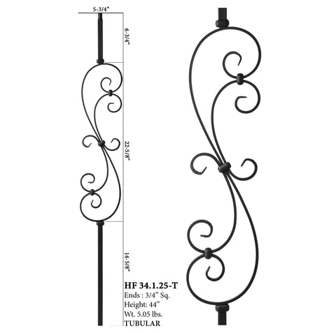 34.1.25-T Mega Series Large Spiral Scroll Hollow Iron Baluster