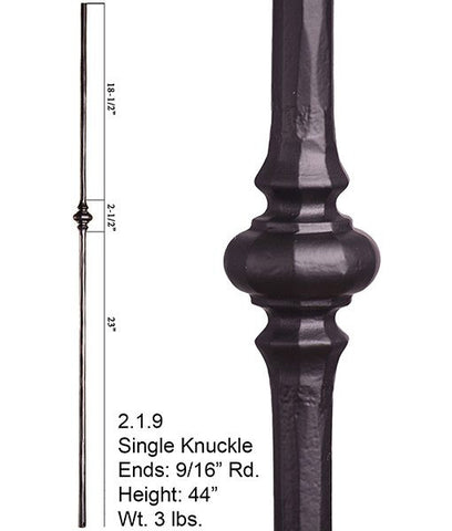 HF 2.1.9 Single Knuckle Round Hammered Iron Baluster