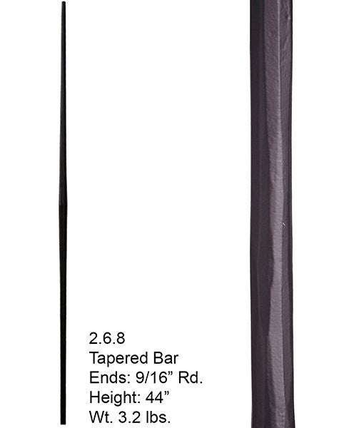 HF 2.6.8 Plain Tapered Round Hammered Iron Baluster